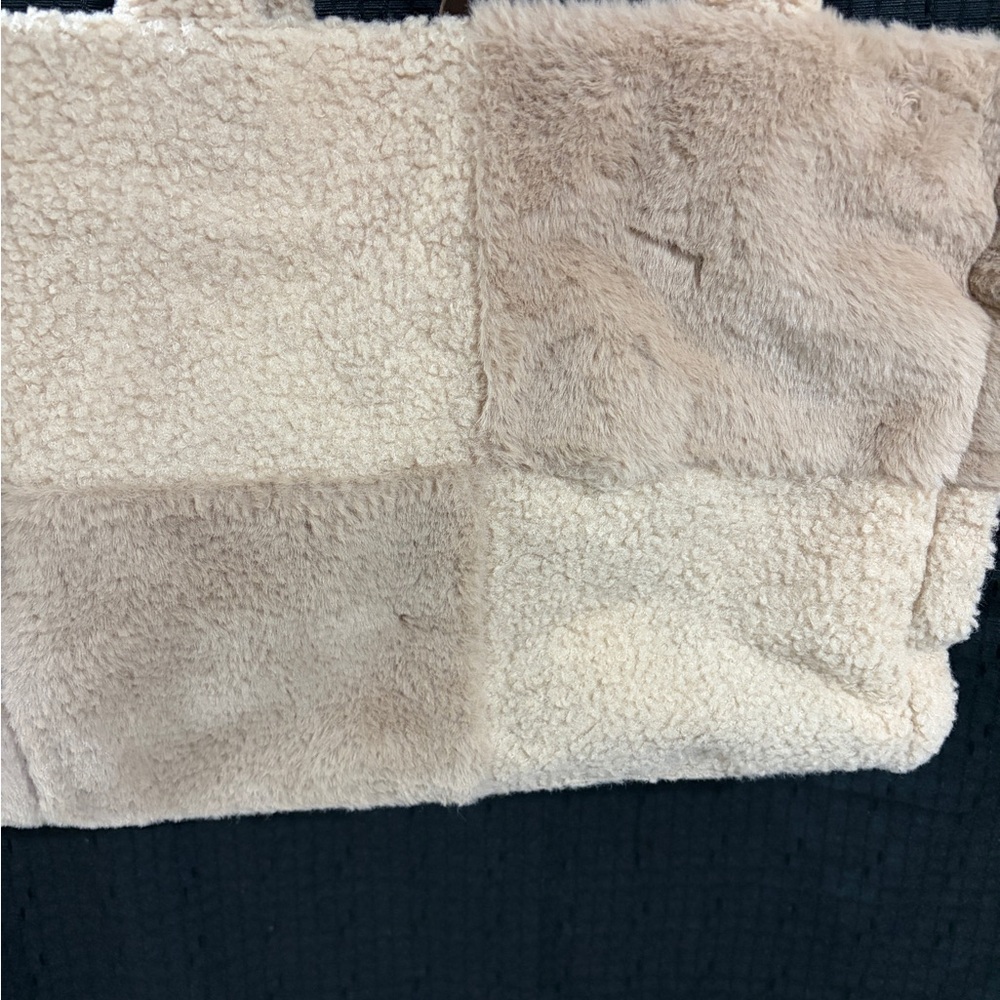 Bcbgeneration Beige Sherpa Tote - Patchwork Neutr… - image 6